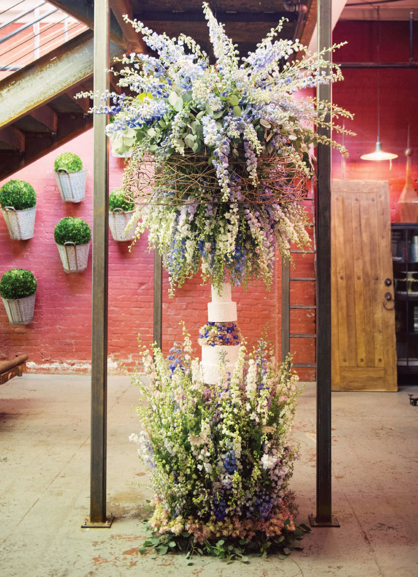 Blooming Wedding Cake Canopy and Table from Tony Foss Flowers