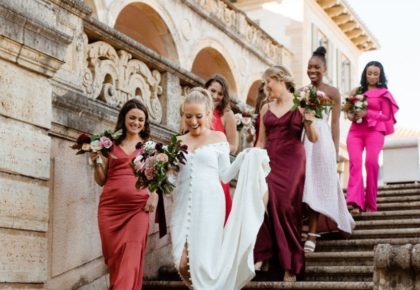 Multicolored bridesmaid dresses