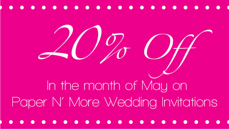 20 percent off wedding invitations at Paper N' More in Oklahoma City