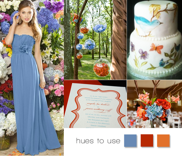 blue, red and orange inspiration, hues to use Brides of Oklahoma