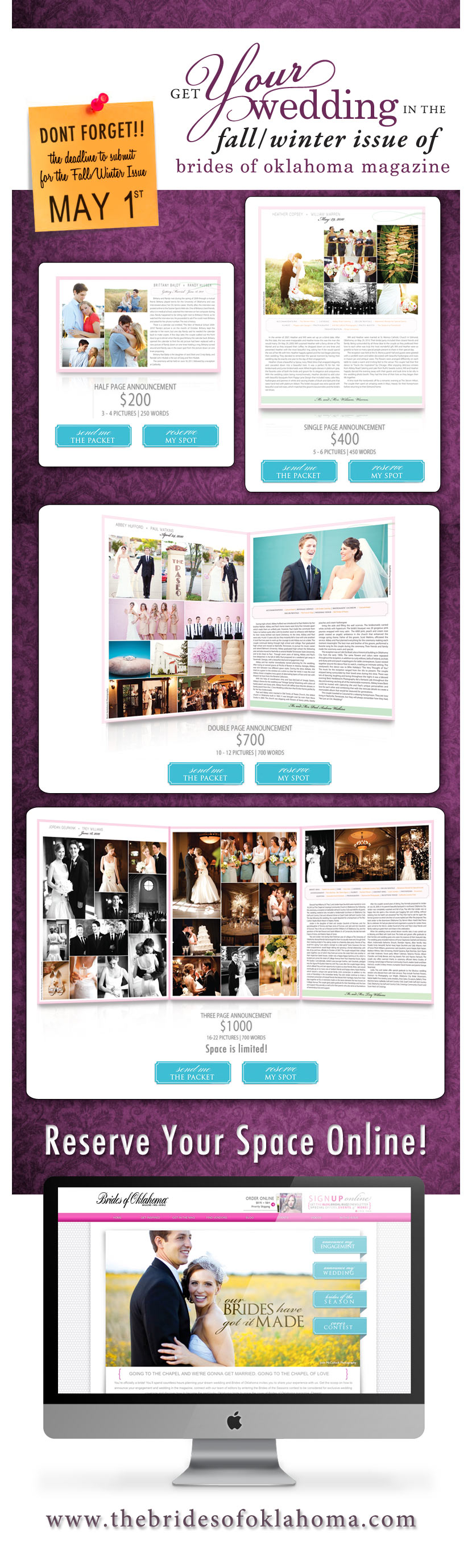 Announce your wedding in Brides of Oklahoma magazine